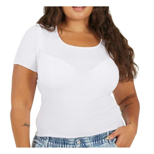 Brave Soul Womens/Ladies Scoop Neck Plus Slim T-Shirt - White - 
