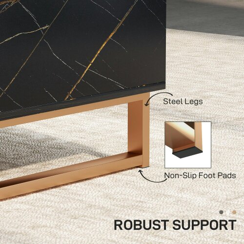 Wyld Haus Neva Wooden Black Marble Effect Coffee Table With Integrated Storage