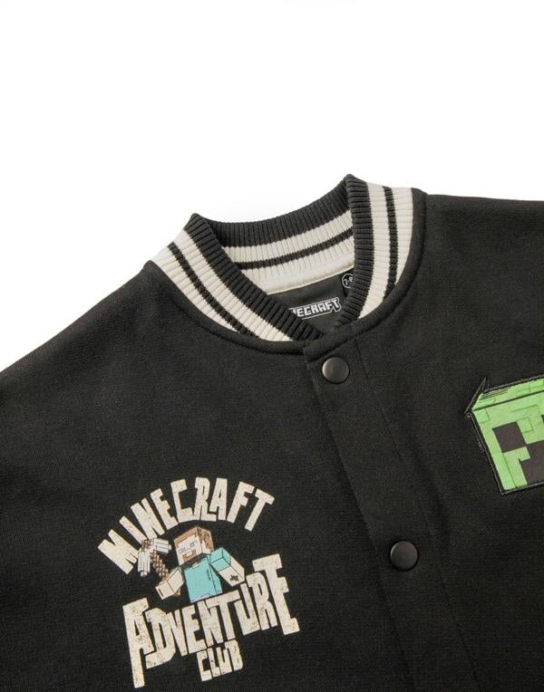 Minecraft Boys Black Creeper Varsity Jacket
