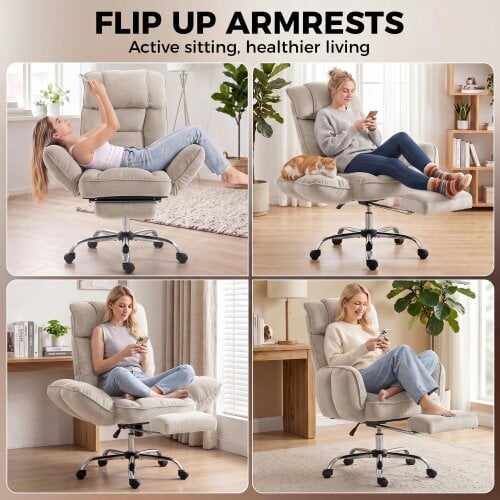 HOMCOM Executive Office Chair Height Adjustable, Beige