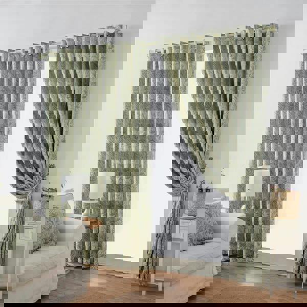 Luxury Living Chenille Jacquard Lined Ring Top Eyelet Curtains