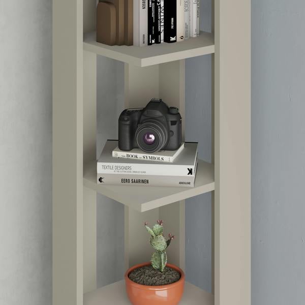 Decortie Nati Tall Corner Bookcase Modern Shelving Unit Space-Saving Storage 161cm