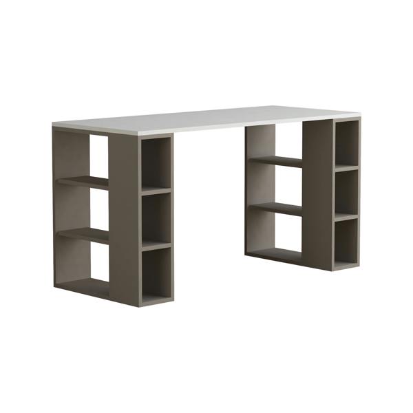 Decortie Colmar Modern Desk with Integrated 6-Shelf Bookshelf Storage Width 140cm