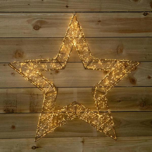 Samuel Alexander 79cm Gold Christmas Star Light with 2400 Warm White LEDs & Timer