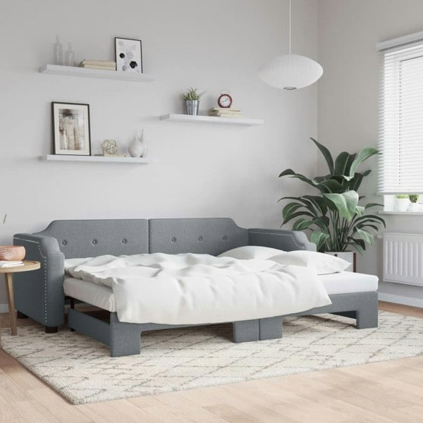 Berkfield Daybed with Trundle Light Grey 90x190 cm Fabric