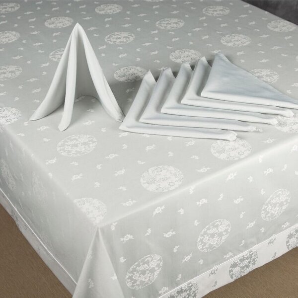 Cotton and Olive Pixie Tablecloth and Napkin Set - Sage Green