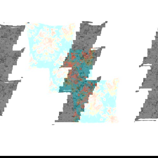 ISTOOLS Premium Teal Blue Floral Chenille Footstool – Luxury Comfort UK