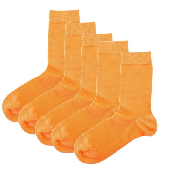 Jemsox Luxury Socks Multipack 3 Pairs / 5-Pairs Orange Plain Colour Men's Crew Socks Size 7-12