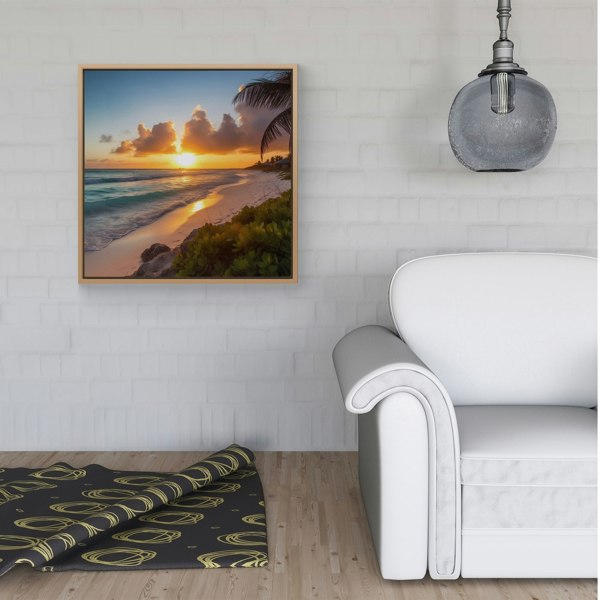 Warren Reed Sunrise On The Beach Framed Canvas