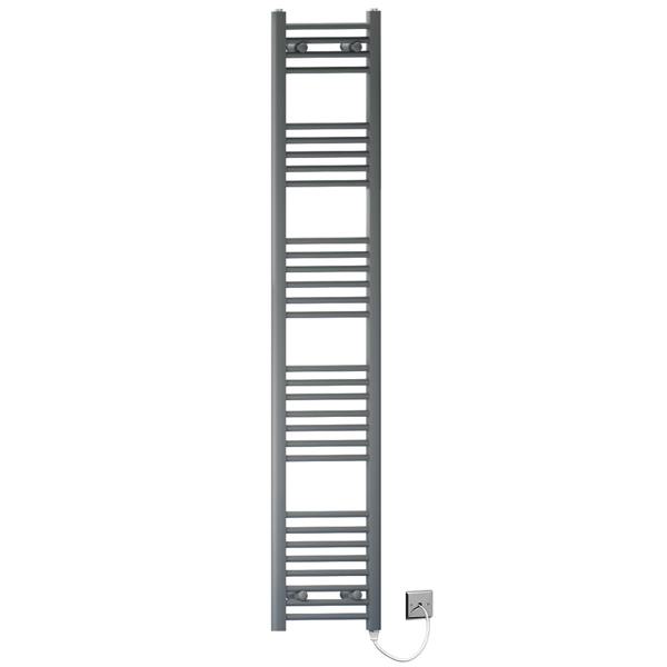 MYHOMEWARE 400mm x 1700mm Anthracite Grey Flat Electric Pre-Filled Heated Towel Rail Radiator For Bathroom Designer Standard Element