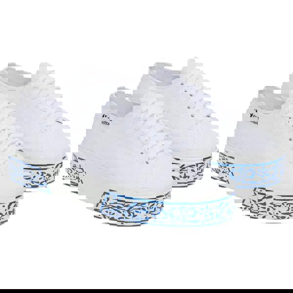 Superga Womens/Ladies 3740 Leggera Ceramic Print Platform Trainers - White/Blue