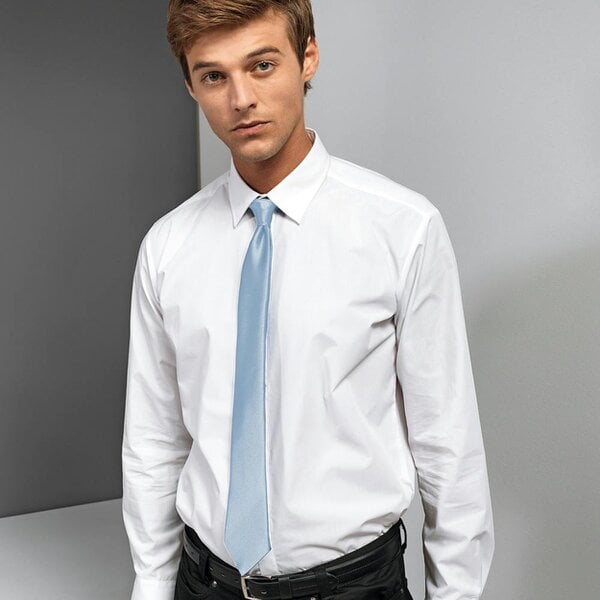 Premier Colours Mens Satin Clip Tie - Light Blue