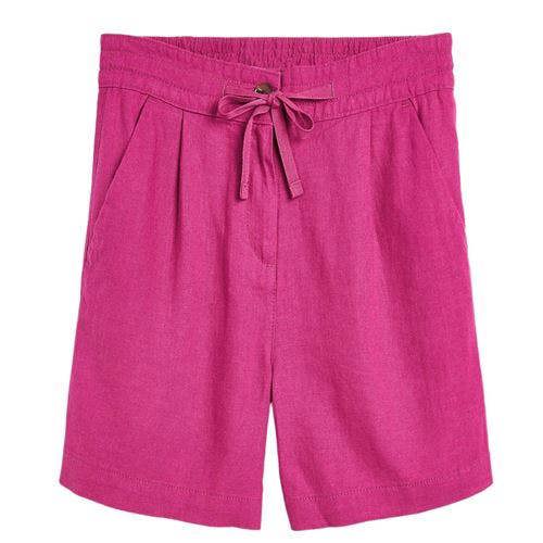 Womens Linen Blend Knee Shorts