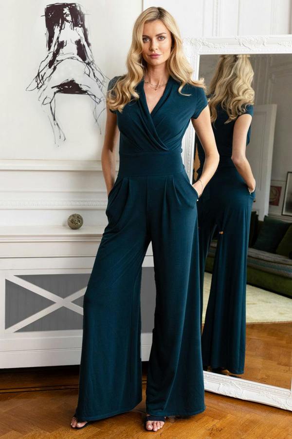 HotSquash Wide Leg Jumpsuit with Cap Sleeves
