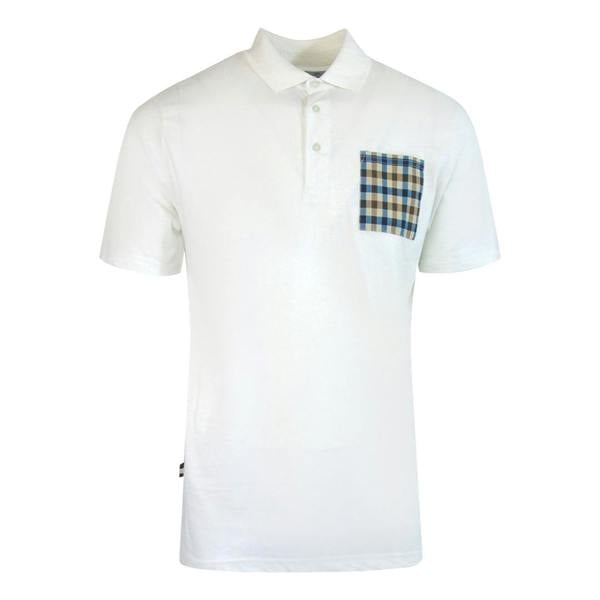 Aquascutum Active Beach Sailor Check Polo Optical White Polo Shirt