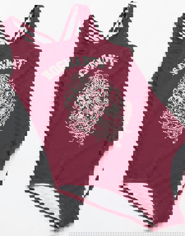 Harry Potter Girls Purple Hogwarts Crest 1 Piece Swimming Costume