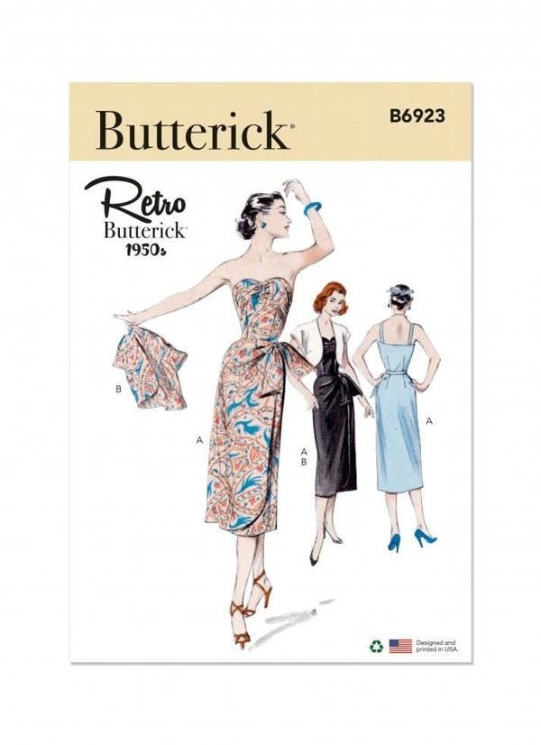 Butterick Sewing Pattern 6923, Dresses, Jackets, Vintage Style for Women, A5 (6-8-10-12-14) - Intermediate