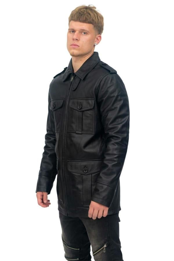 Infinity Leather Mens Leather Parka Safari Coat-Mesa Verde
