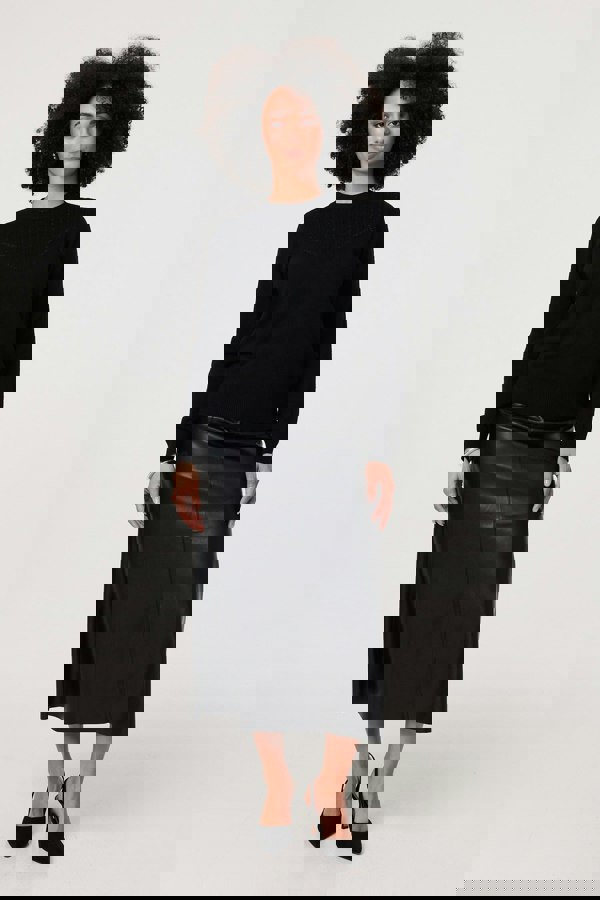 Black | Textured Knit Slim Fit Jumper
