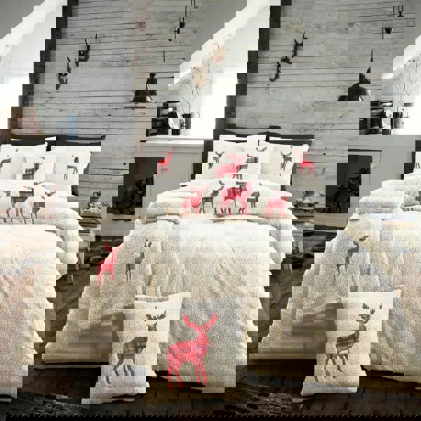 Smart Living EMB Stag Duvet Cover and Pillowcase Set - Cream