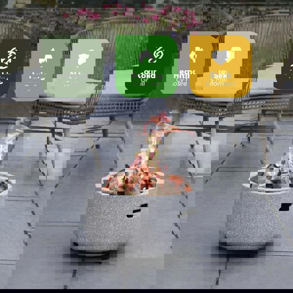 Gardenwize MGO Garden Firepit & BBQ – 2-in-1 Outdoor Fire Bowl with Grill | Stone Effect Patio Heater & Charcoal BBQ