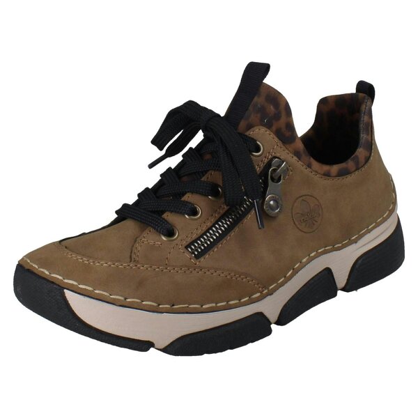 Rieker Ladies Sneakers By Rieker Lace Up Shoes 45973 - Brown