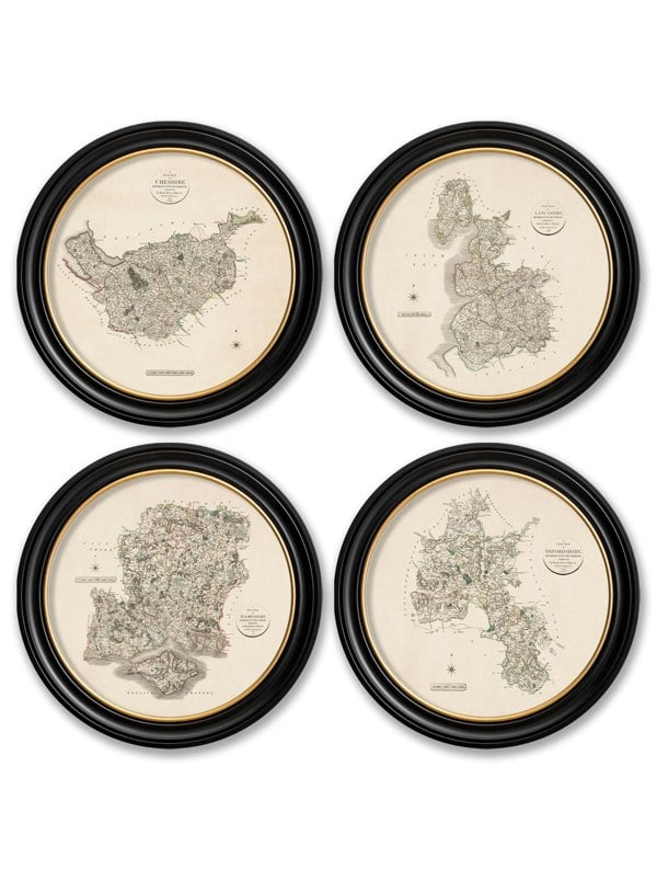 Exceptional Art c.1806 County Maps of England - Round