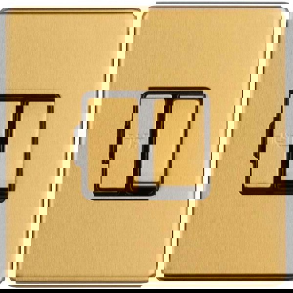 1 Gang 13A Switched Fuse Spur SCREWLESS SATIN BRASS Rocker Mains Isolation Plate