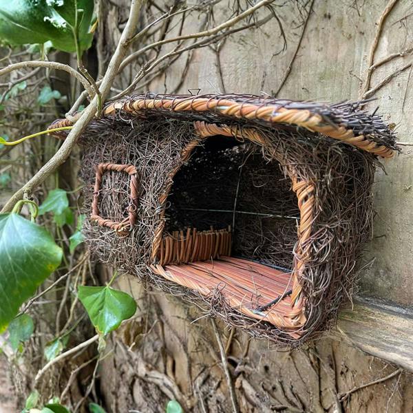 smartbies Cabin Bird Nester Wooden Hanging Nest Box for Garden Birds