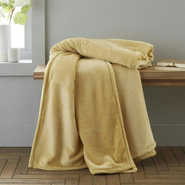Catherine Lansfield Velvet Raschel 200x240cm Throw Ochre