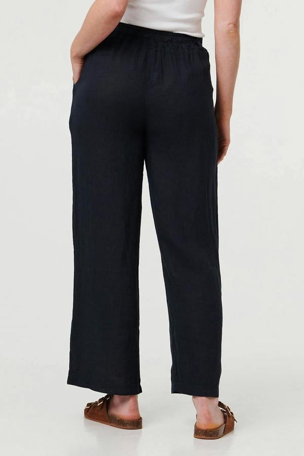 Navy | High Waist Wide Ankle Length Trousers