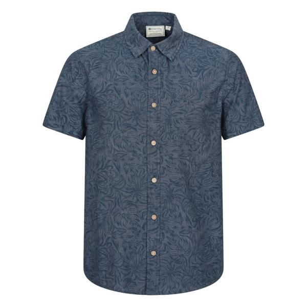 Mountain Warehouse Mens Tropical Patterned Short-Sleeved Shirt - Pale Blue - 