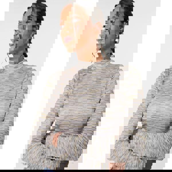 Pink Vanilla Space Dye High Neck Long Sleeves Crop Top