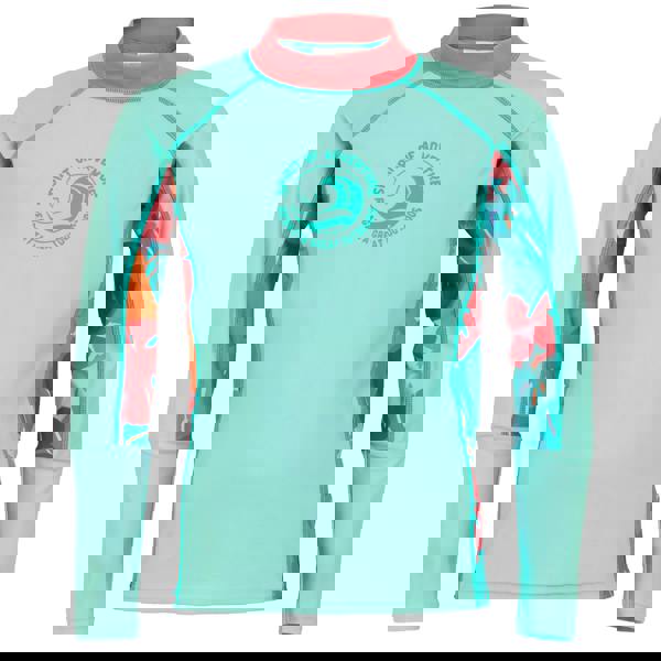 Regatta Kids Hoku II Tropical Leaves Swim Top - Aruba Blue/Peach Bloom/Tropical