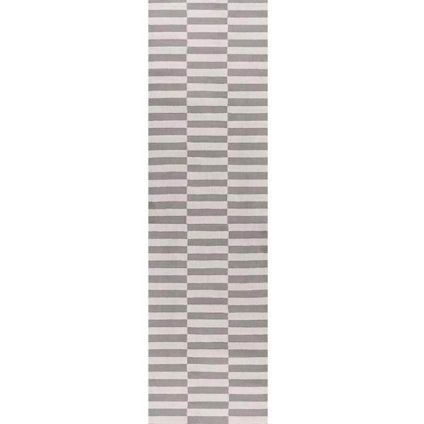 Loft Striped Grey Rug Textured Pile