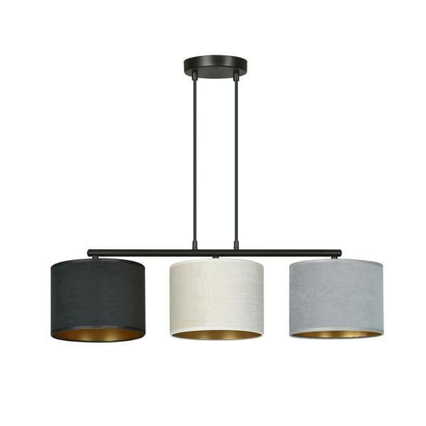 Emibig HILDE Pendant lamp 3 x E27 Black with Black, Grey and White Shade