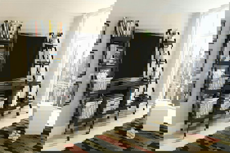 Dorel Home Lawrence 4 Shelf Ladder Bookcase Bundle Black