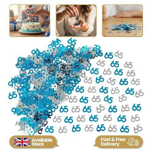 65th Birthday Blue & Silver Metallic Confetti Pack for Party Table Decoration image 4