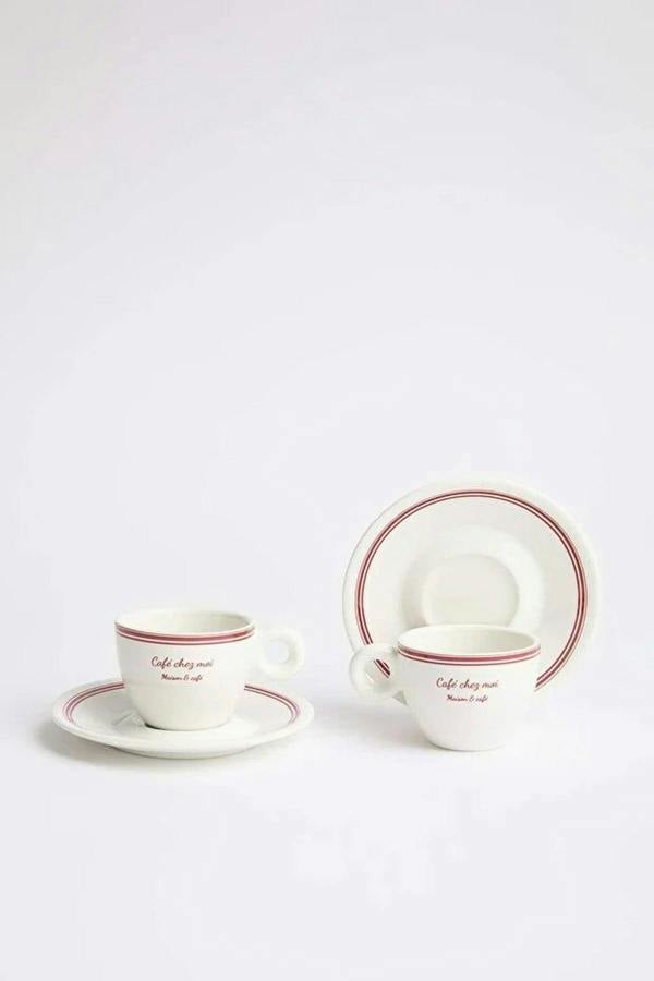 2-Piece Printed Coffee Cup Set 60 ml