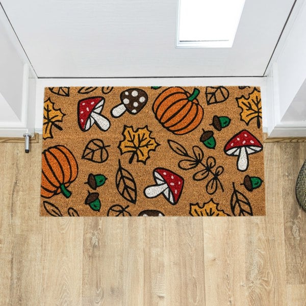 JVL Latex Backed Coir Entrance Doormat 45x75cm - Autumn