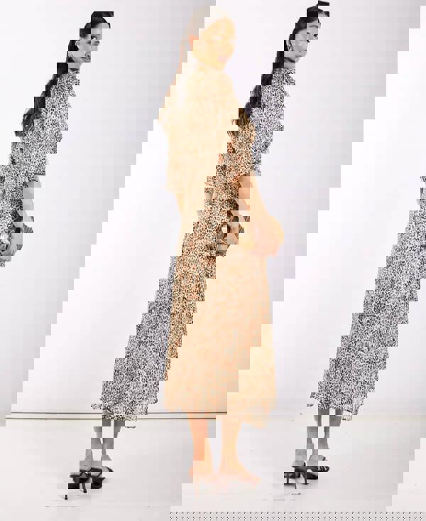 Leopard Printed Shimmer Midi Dress side