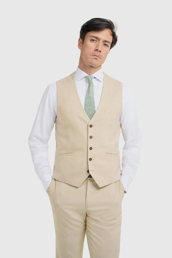 House of Cavani Camden - Men's Beige Check Waistcoat