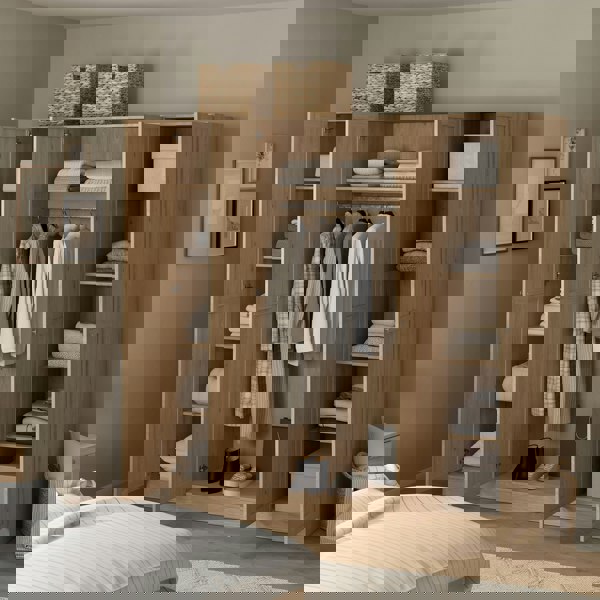 Furniture To Go Brande Wardrobe with 4 Frame Doors in Jackson Hickory