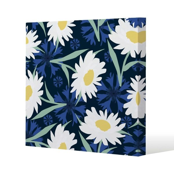 Benjamin Tate Design Daisies on Navy (Canvas Print)