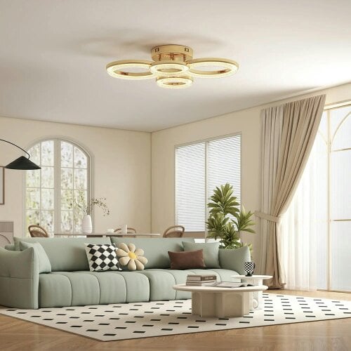 Bobobiy LED Ceiling Light, 40W 4350lm Flush Mount Ceiling Light with 3500K/4500K/6000K Colour Temperatures, 4, Gold
