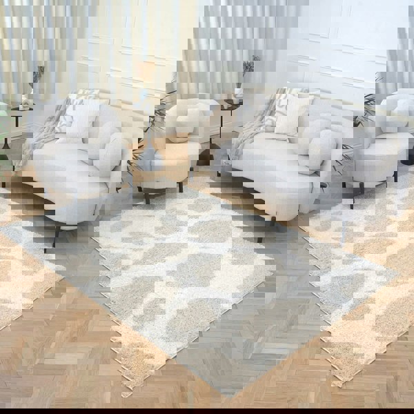 Moodi Shaggy Cream Rug, abstract design, soft underfoot feel | THE RUGS