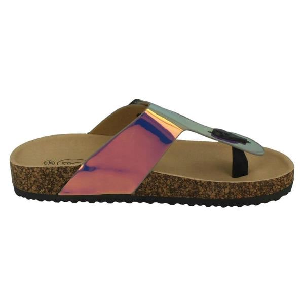 Spot On Ladies Spot On Flat Hologram Sandals