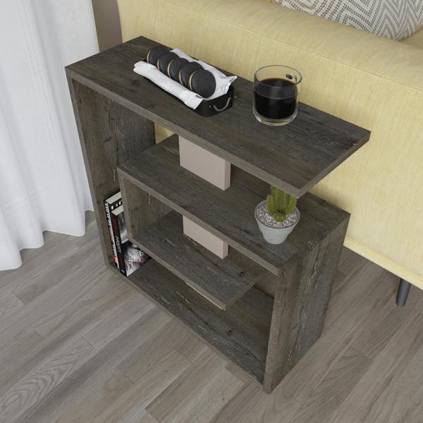 Decortie Saly Modern 3-Tier Compact Side Table with Storage Shelves 57cm