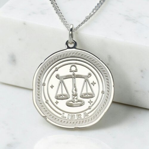 Christopher James of London Sterling Silver Zodiac Necklace Engraved Star Sign Pendant with Optional Engraving