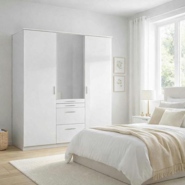 Aachen - White  3 Door Wardrobe